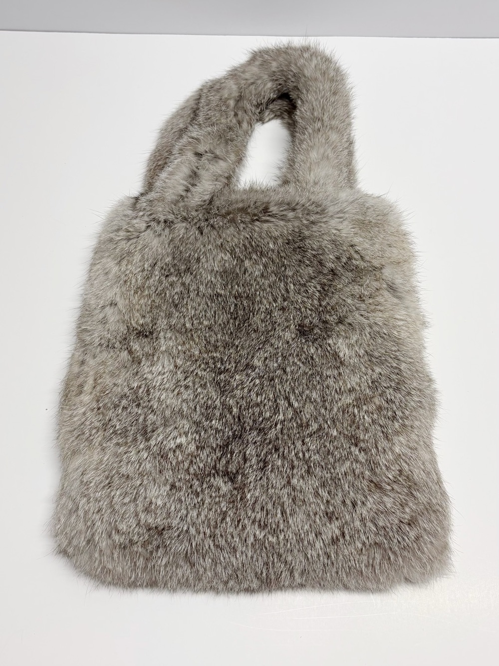 Rabbit Fur Tote Bag in Gray - Elegant Women's Handbag